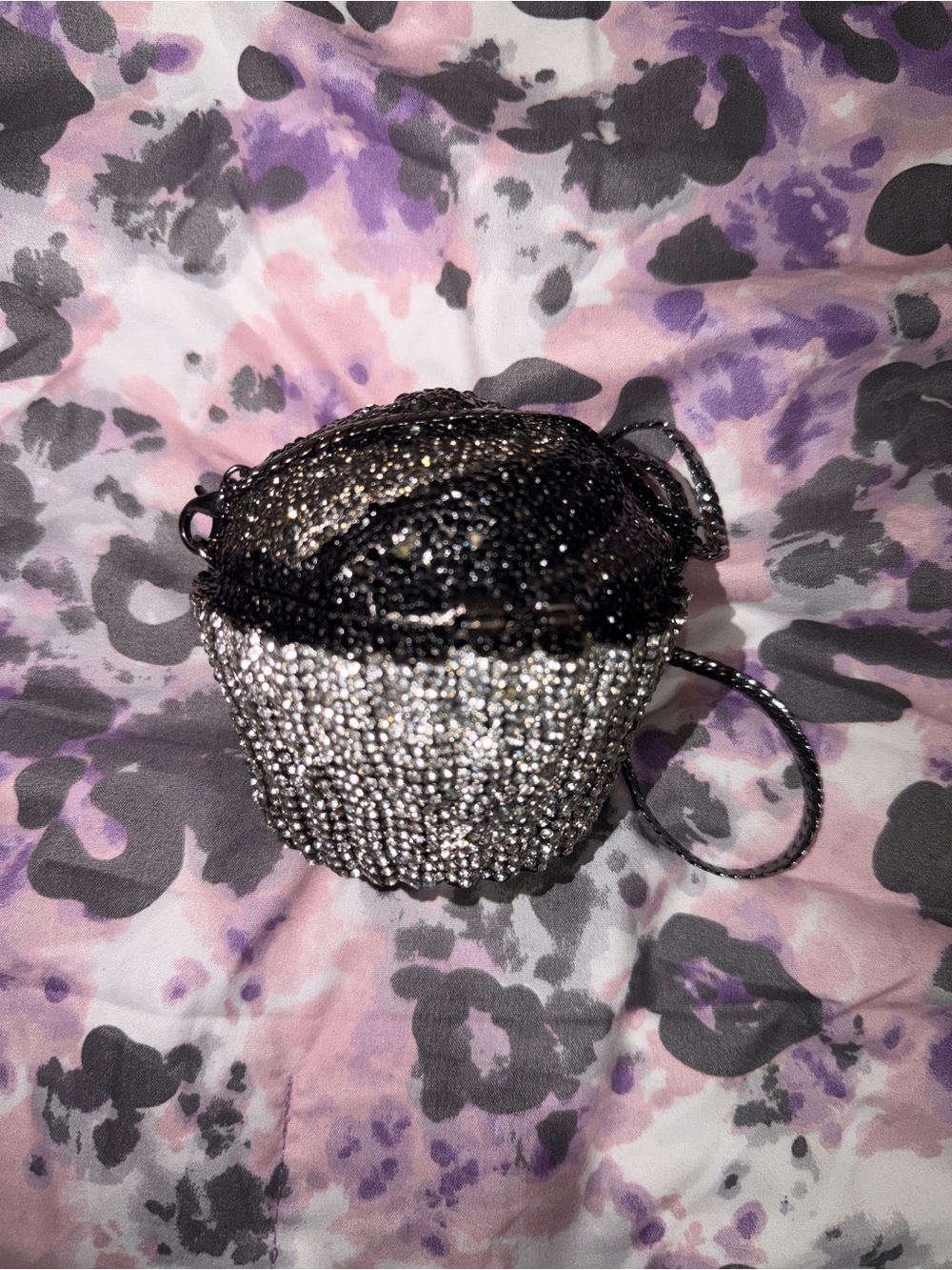 Crystal Embellished Black and Silver Evening Crossbody